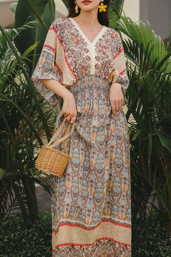 Bohemian ethnic style retro long skirt seaside vacation beach skirt