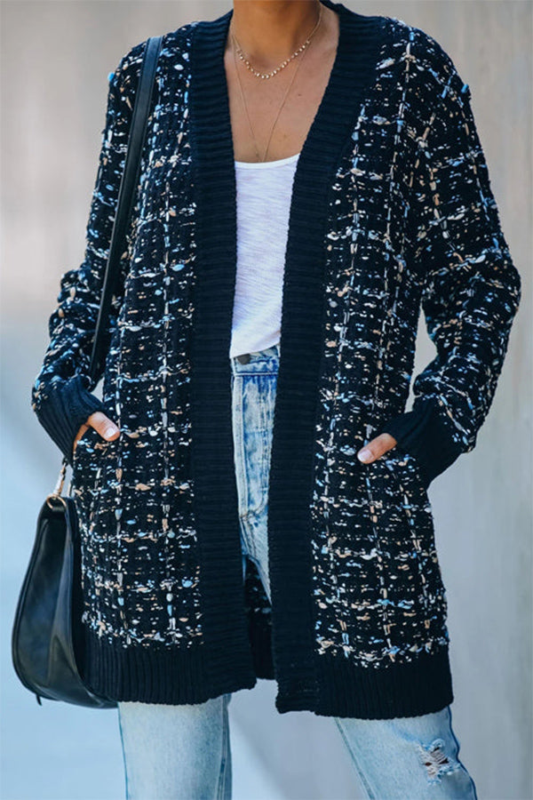 SENDING WARM WISHES COLORFUL KNIT CARDIGAN - 2 COLORS Navy blue