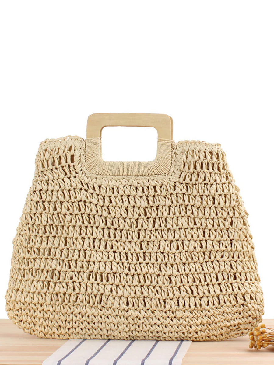Natural Straw Bag Beige ONE SIZE