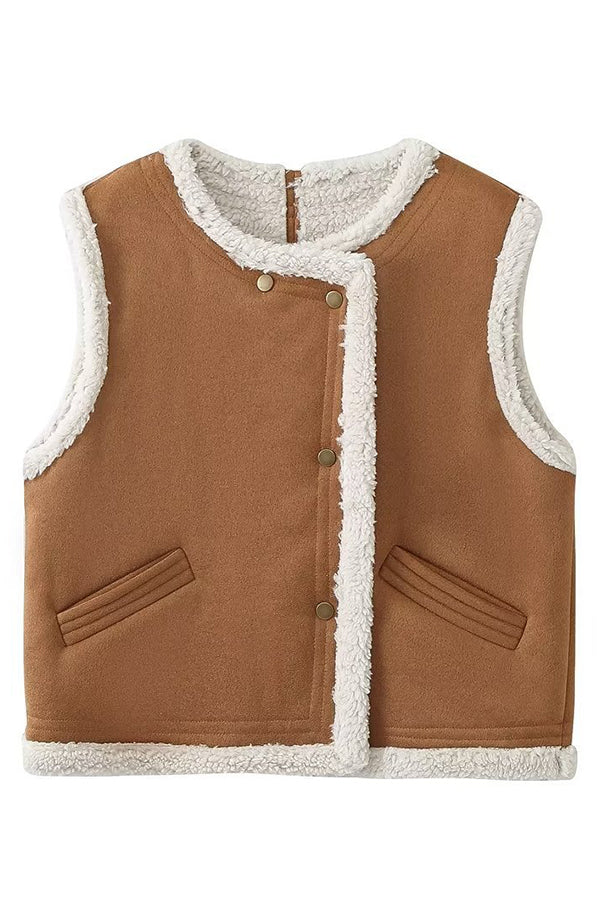 New fur-integrated lamb wool fashionable and versatile vest