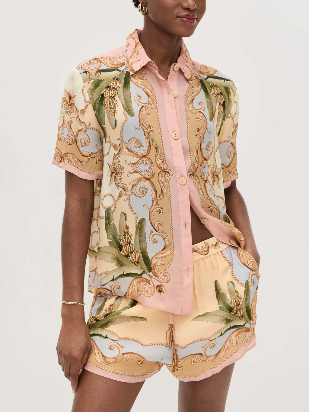 Ensemble deux pièces à imprimé kaléidoscope botanique rétro