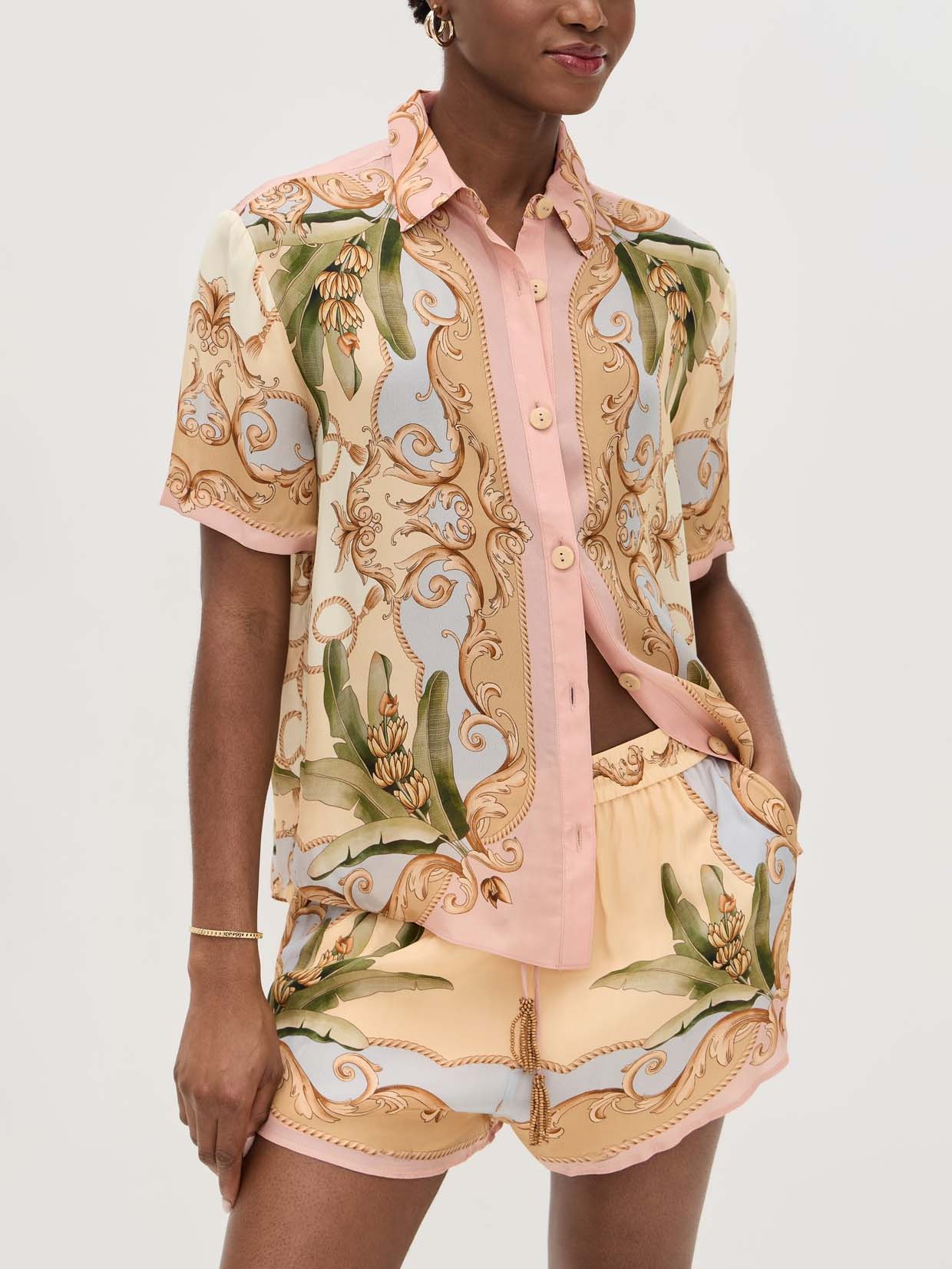 Ensemble deux pièces à imprimé kaléidoscope botanique rétro