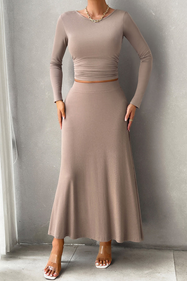 Women's Solid Color Slim Fit Two Piece Set