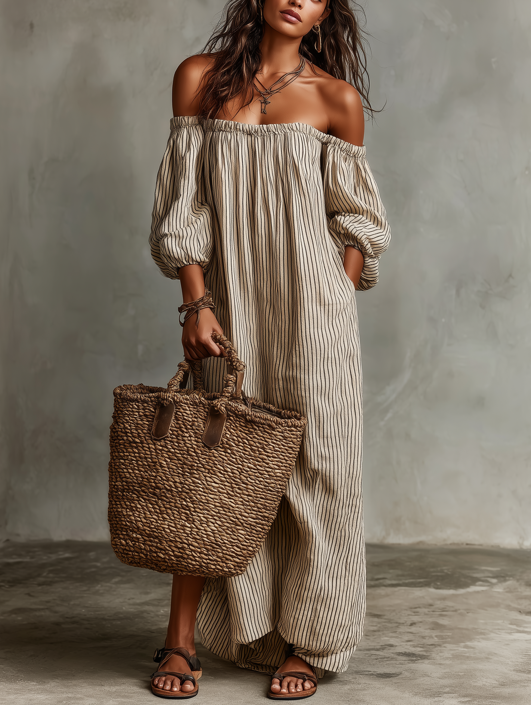Charlotte | Off-Shoulder Linen Maxi Dress