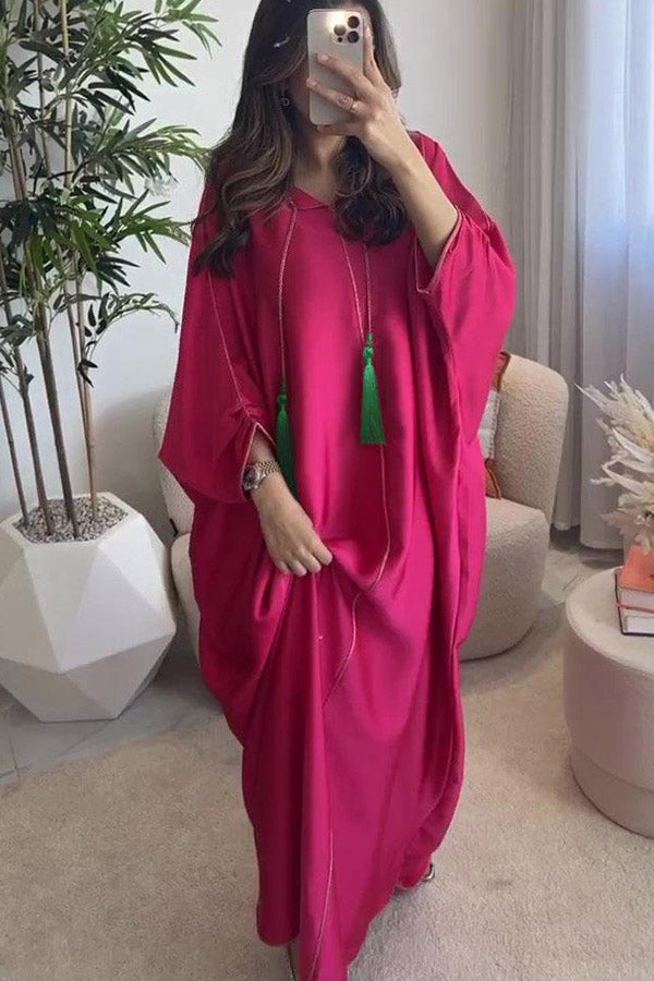 fringed dress Rose red One size