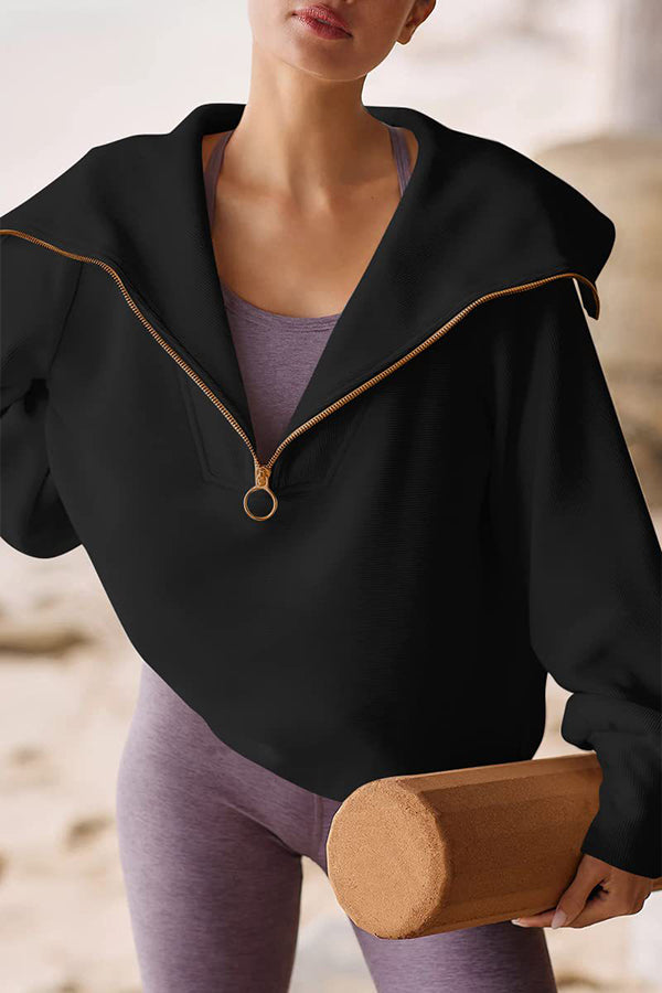 Loose Top Lapel Sweater Black