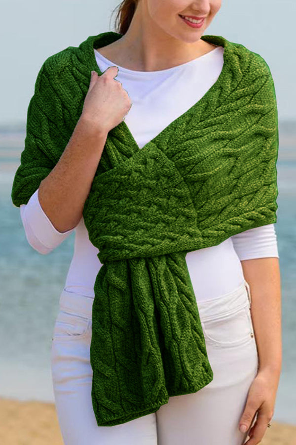 Fashionable women's knitted shawl scarf Green One Size