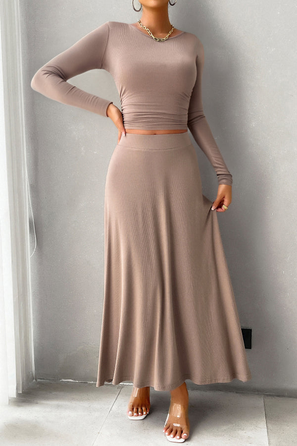Women's Solid Color Slim Fit Two Piece Set