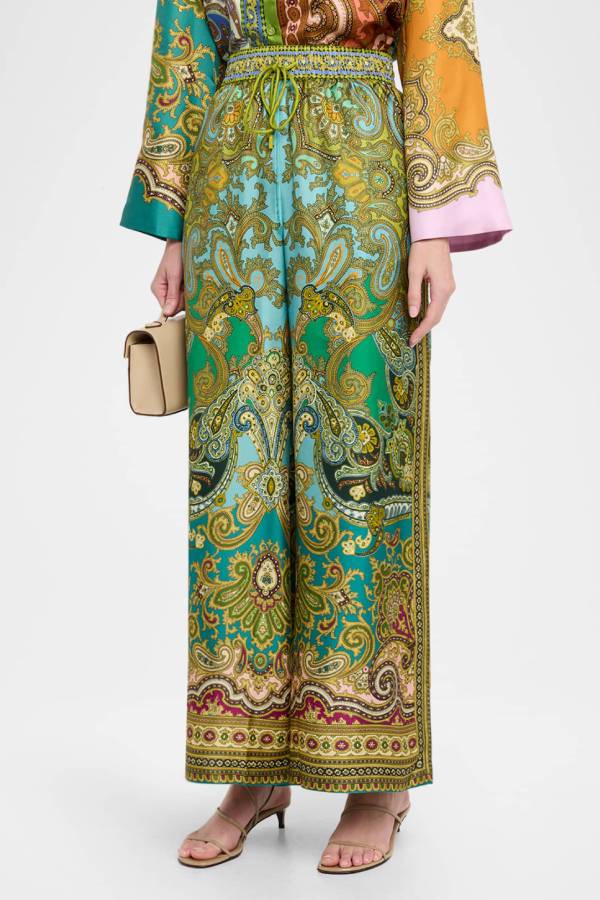 Clemenza Wide-Leg Silk Pants