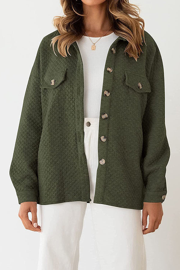 Lugogne Relaxed Lapel Oversized Long Sleeve Shirt Green