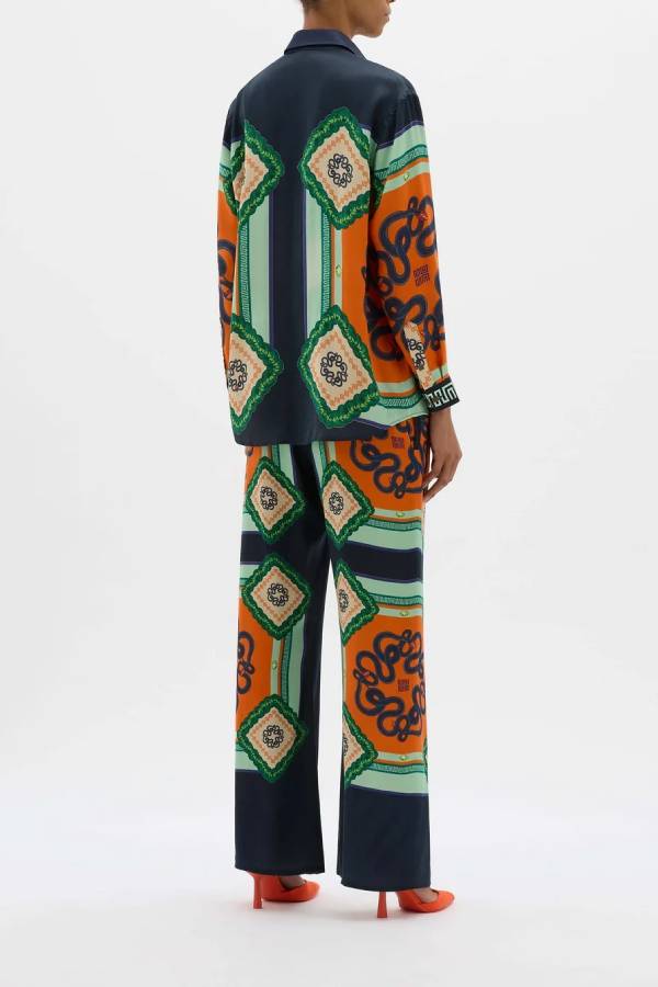 Ensemble deux pièces en satin festif à imprimé unique