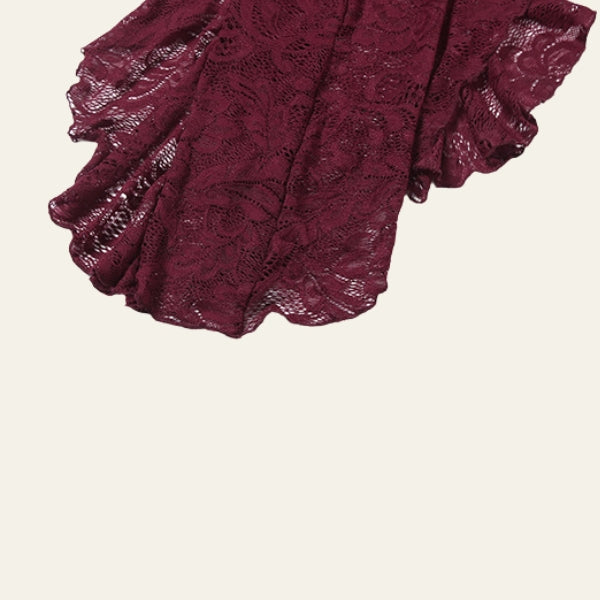 The Santorini Ruffled Lace Mini Dress