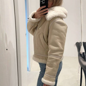 The Aspen Faux-Shearling Collar Cropped Jacket