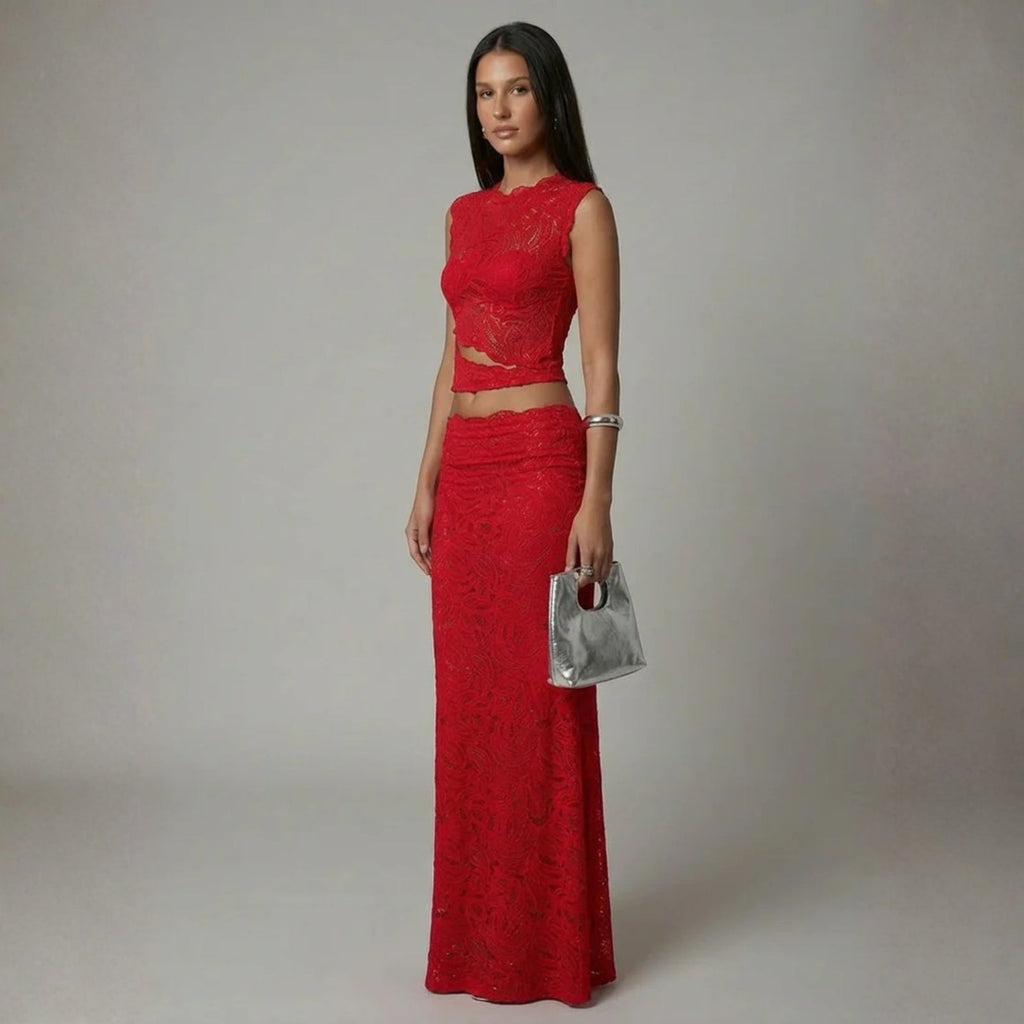 The Marbella Delicate Lace-Inspired Maxi Set