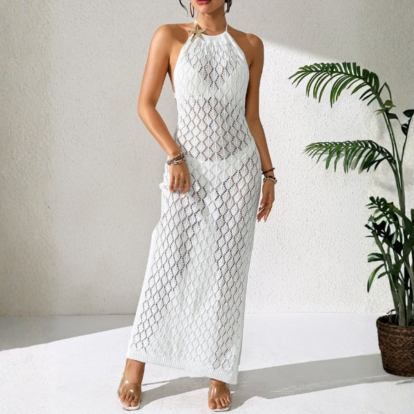The Shoreline Halter Crochet Dress