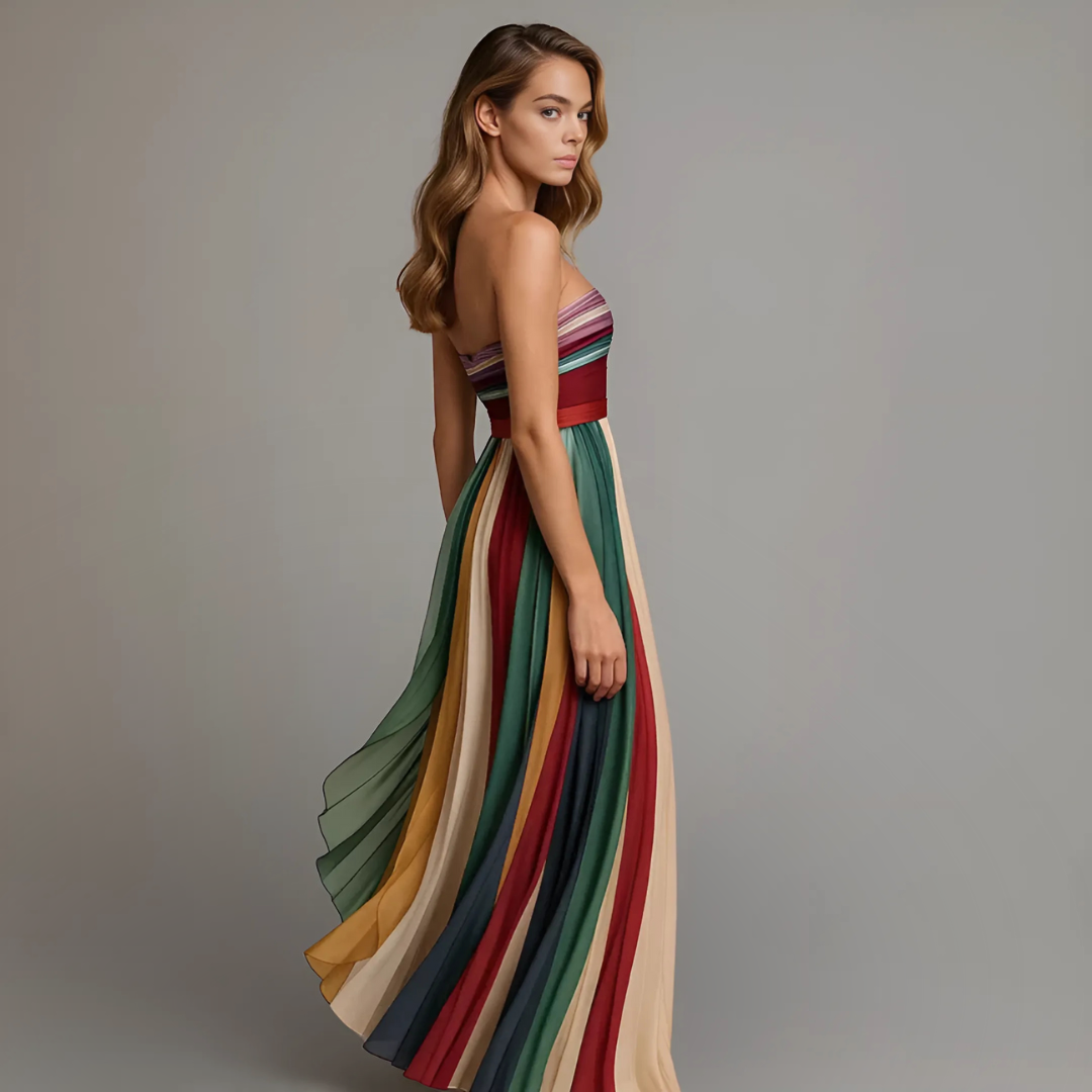 Solenne | Jewel-Tone Pleated Maxi Dress