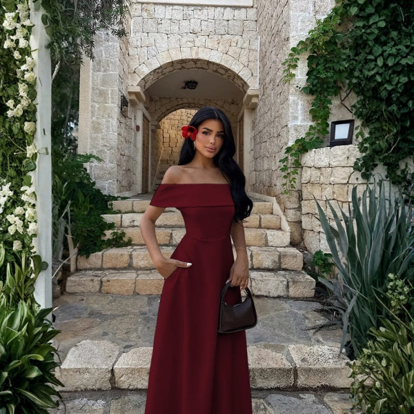 The Santorini Off-Shoulder Maxi Dress