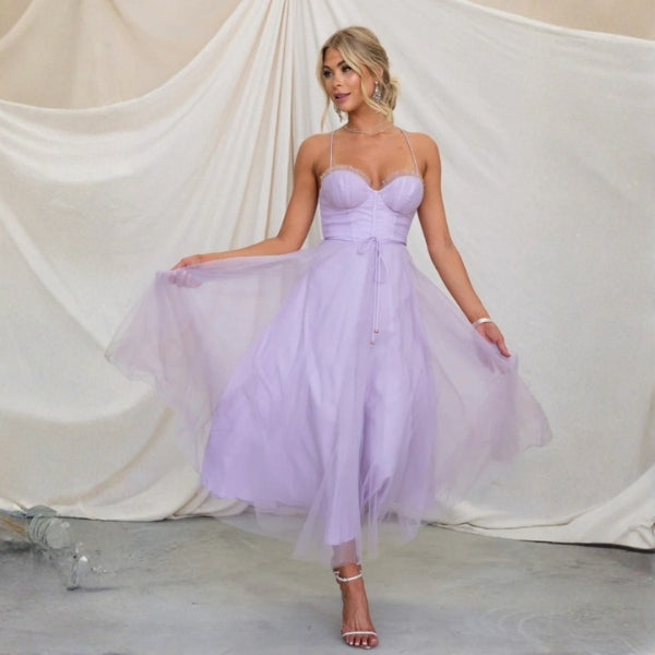 The Verona Structured Tulle Corset Midi Dress