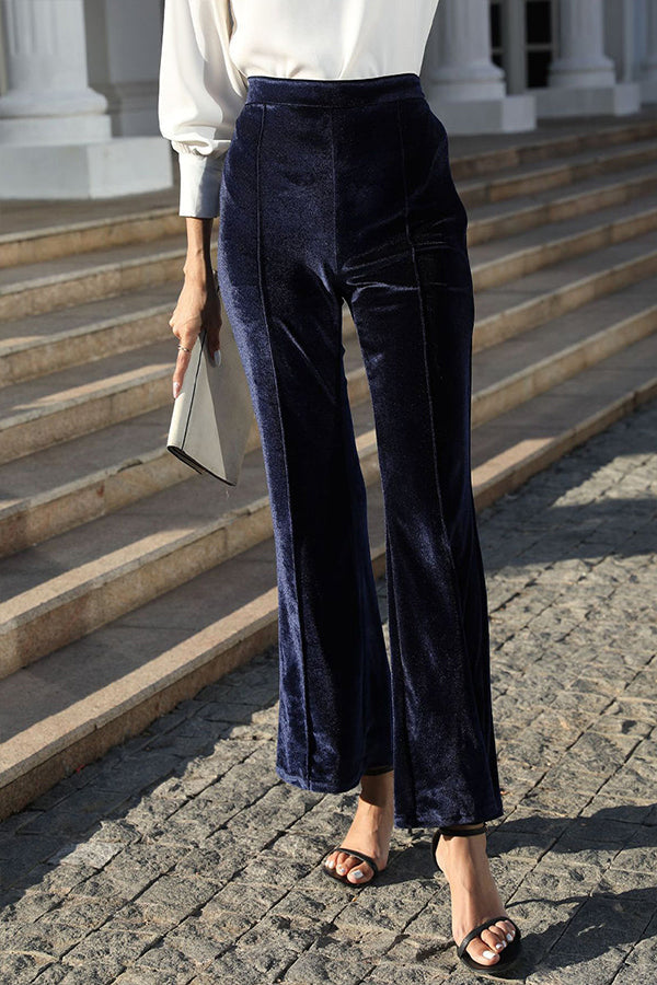 Elegant Solid Patchwork High Waist Speaker Solid Color Bottoms(5 Colors) Navy blue