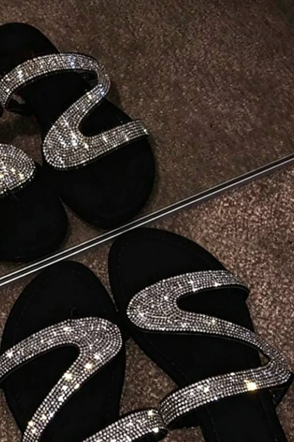 Summer Rhinestone Flat Beach Sandals