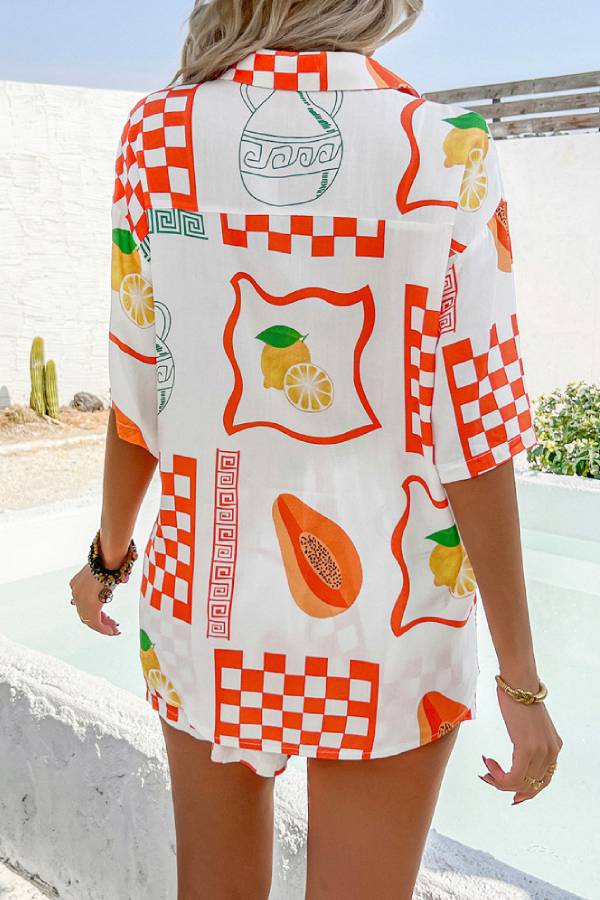 Vacation Printed Short-Sleeve Shirt & Shorts Two-Piece Set