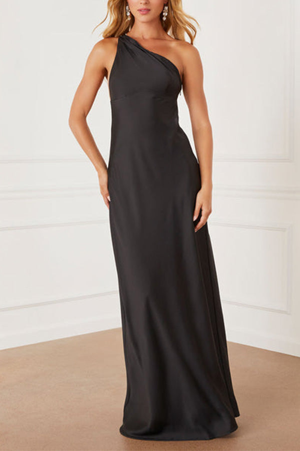 Zaine One Shoulder Maxi Dress Black