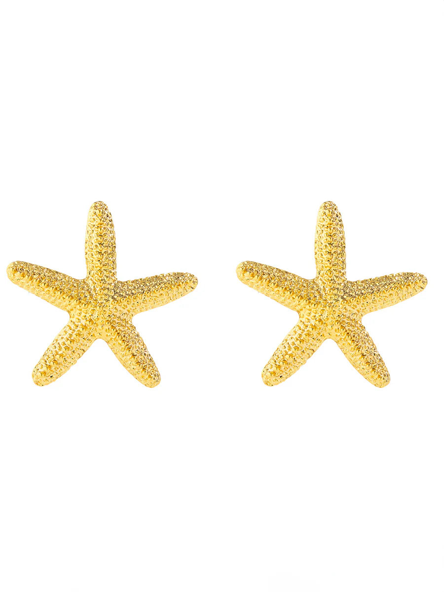 Santorini Starfish Necklace ~ Gold Earrings one size