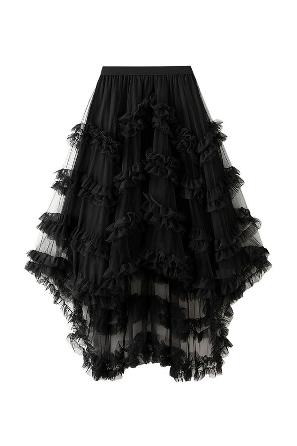 Candy color elastic waist mesh skirt 2 one size