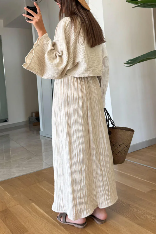 Casual Holiday Trumpet Sleeve Top & Split Skirt Two-Piece Set