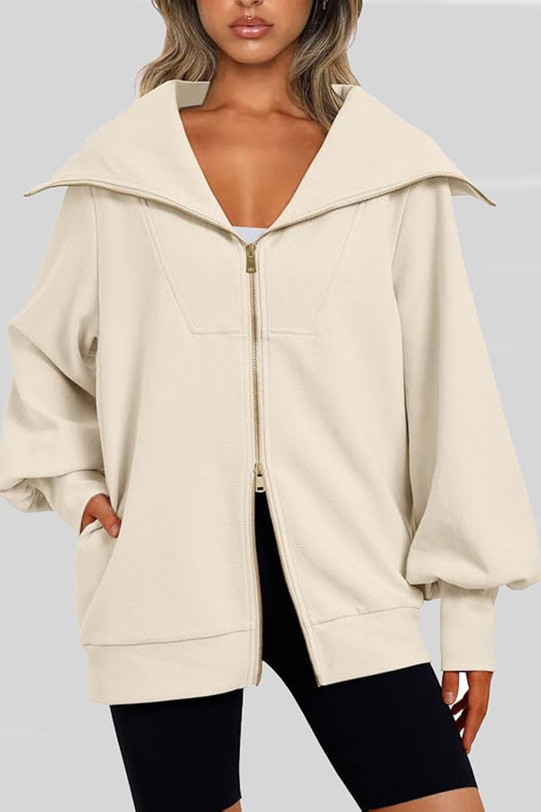 Efan Two Way Zip Pocket Jacket Beige