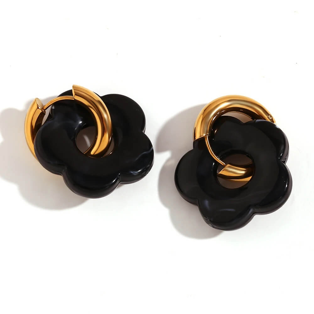 Acrylic Gold Flower Earrings