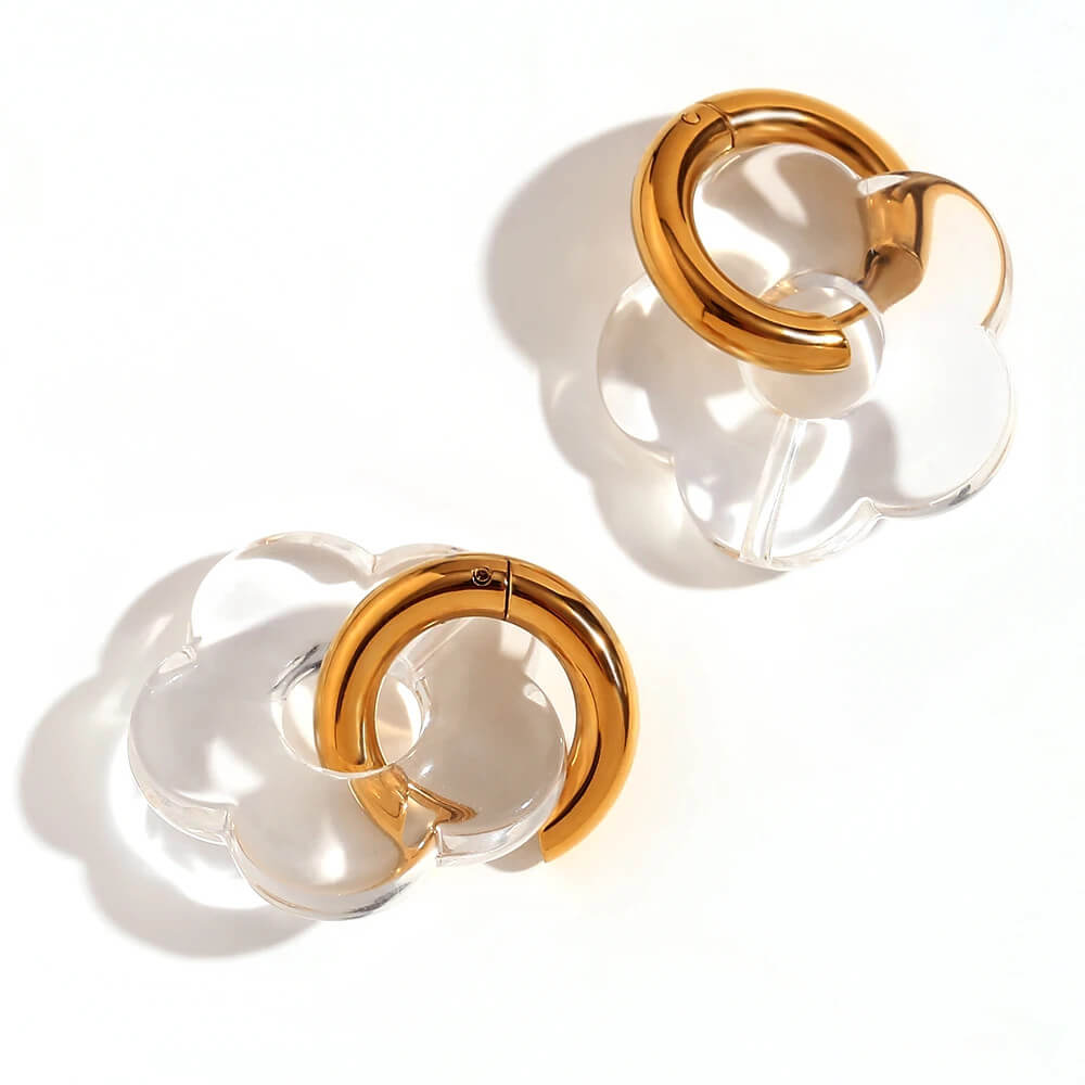 Acrylic Gold Flower Earrings
