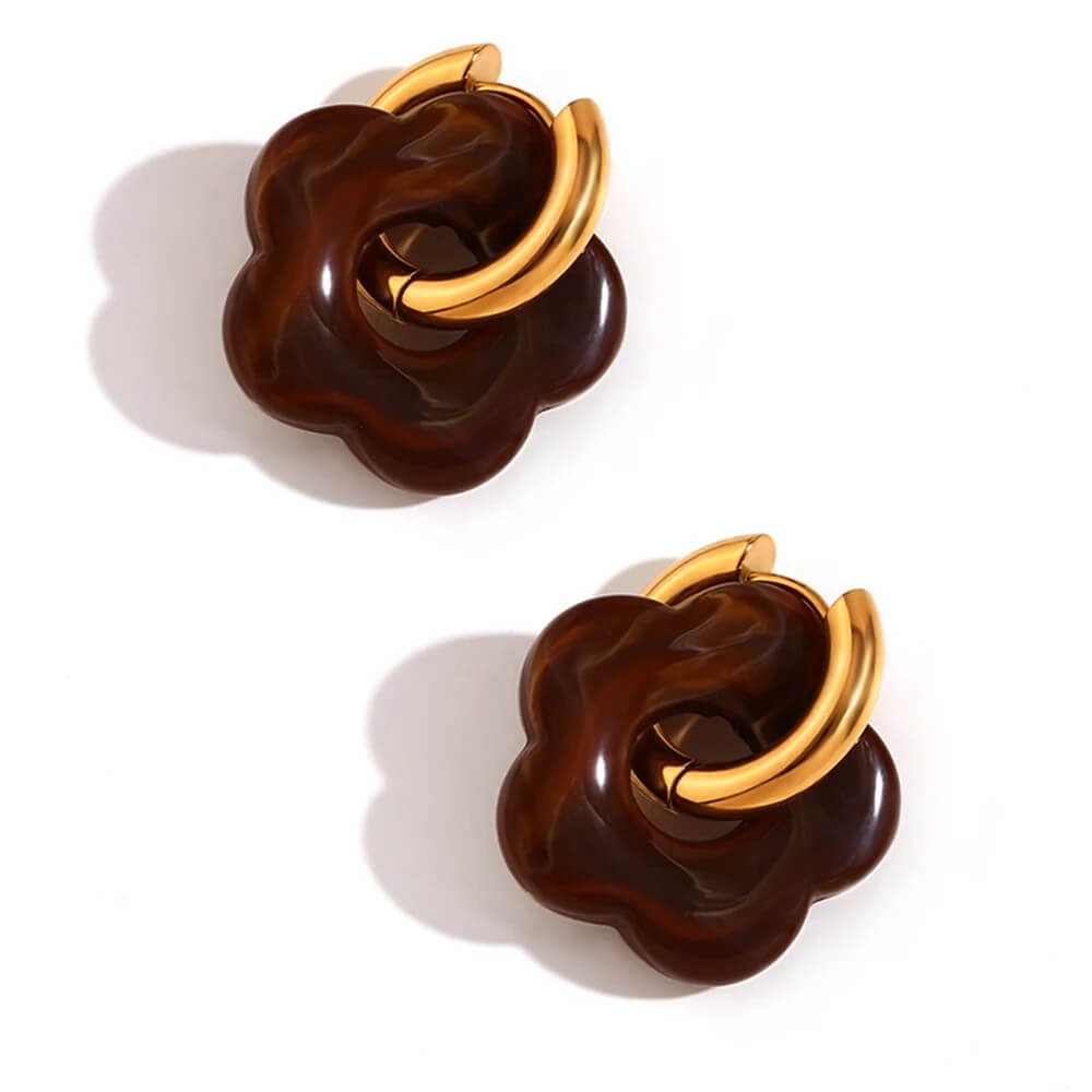 Acrylic Gold Flower Earrings