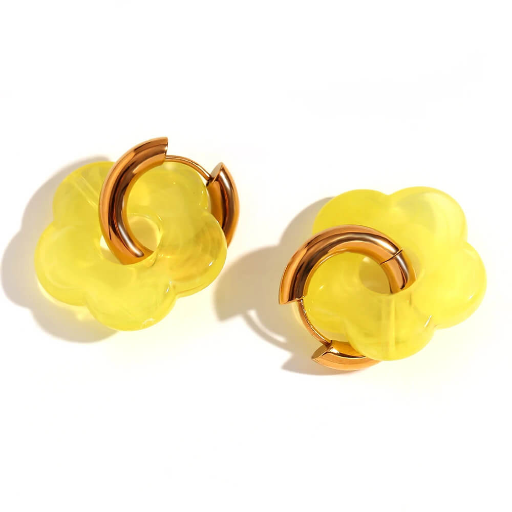 Acrylic Gold Flower Earrings