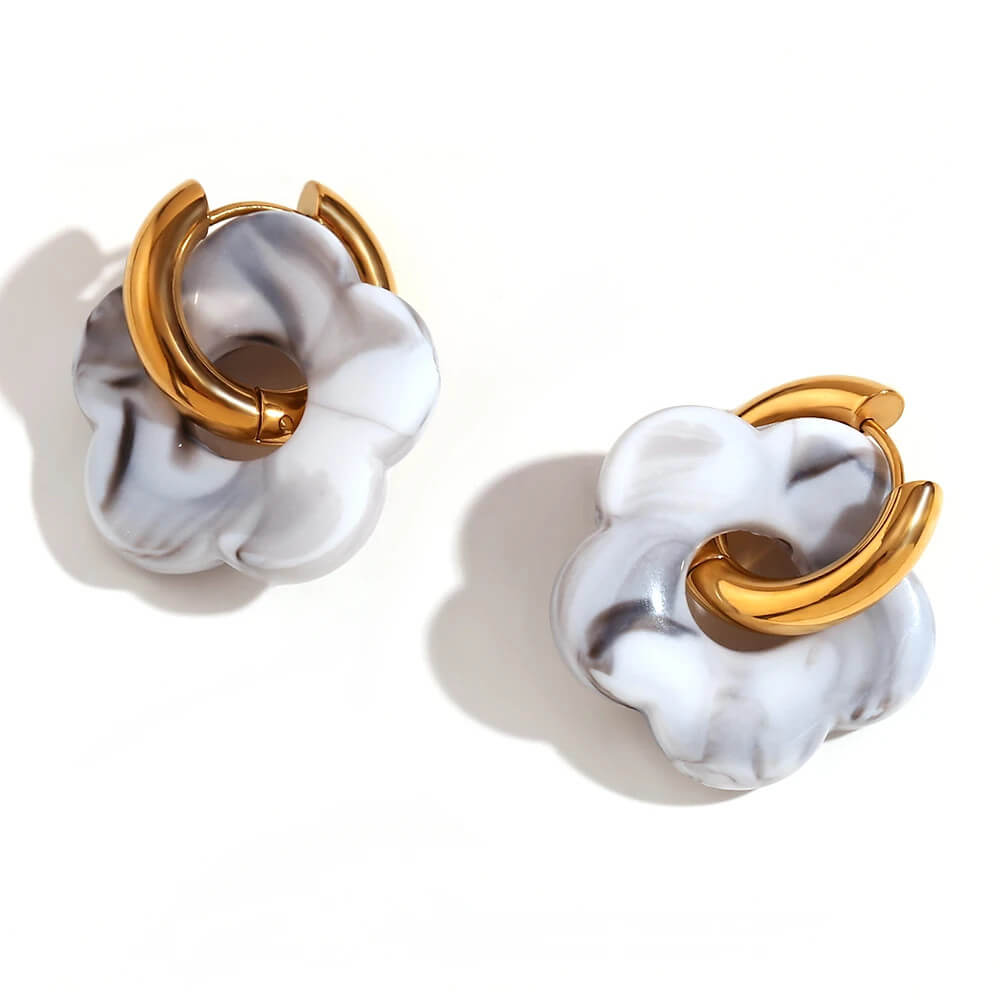 Acrylic Gold Flower Earrings