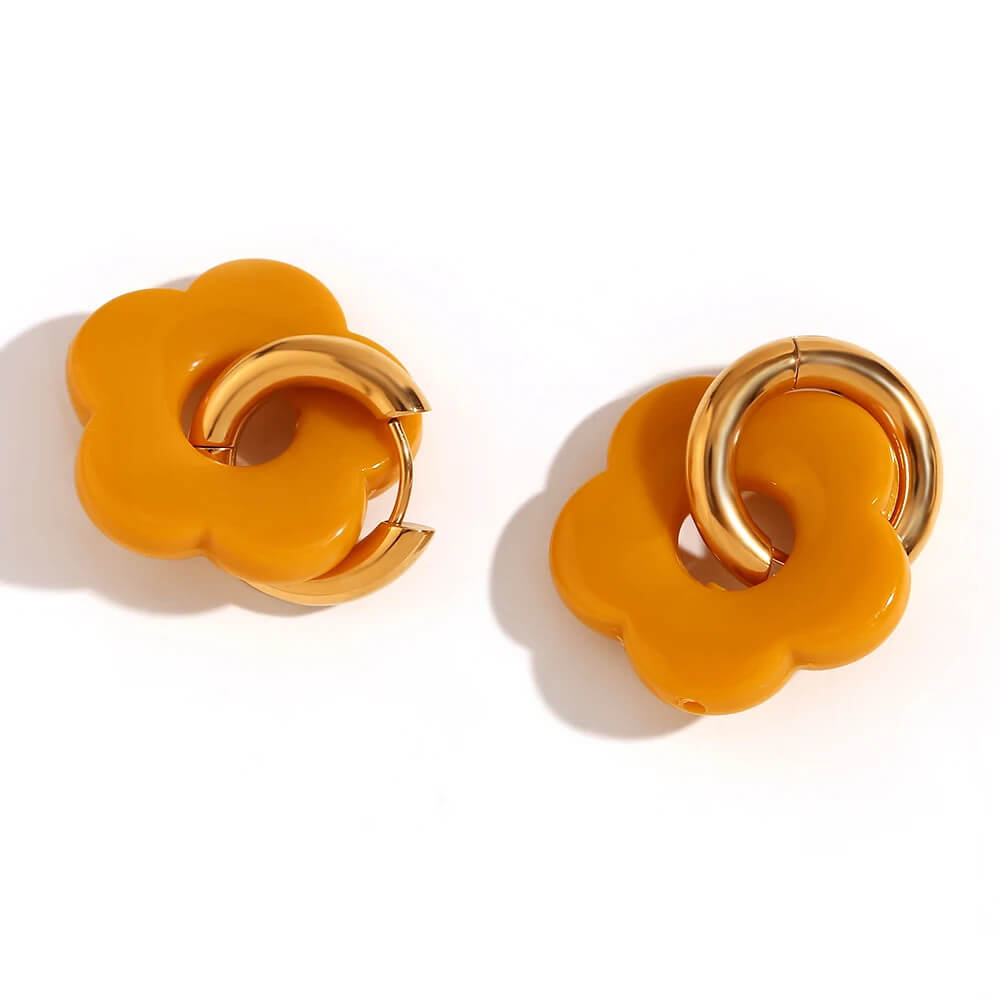 Acrylic Gold Flower Earrings