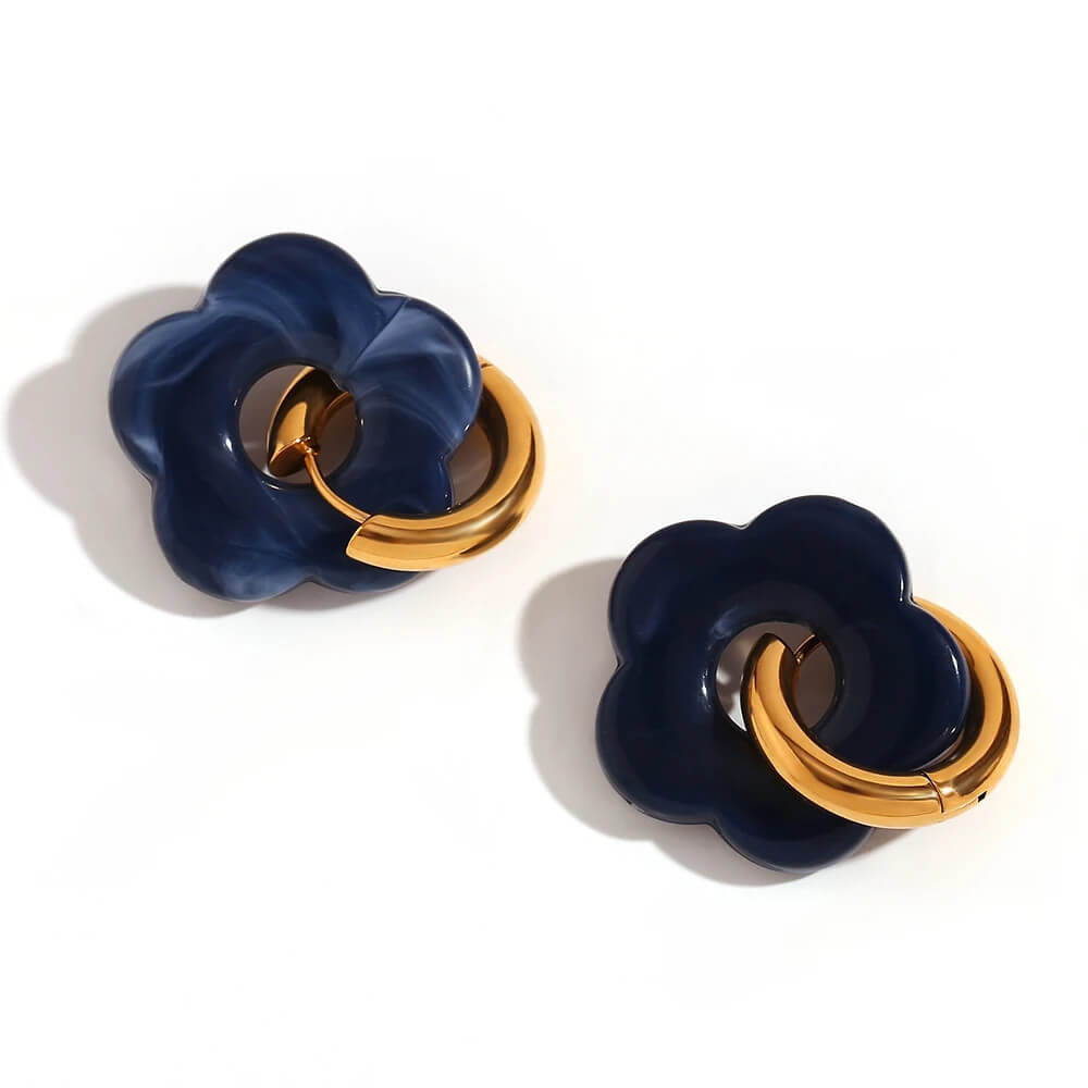 Acrylic Gold Flower Earrings