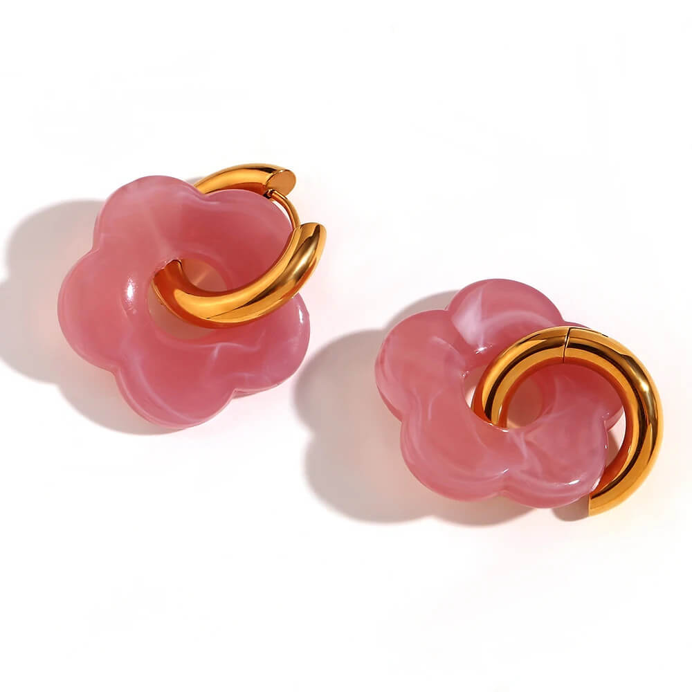 Acrylic Gold Flower Earrings