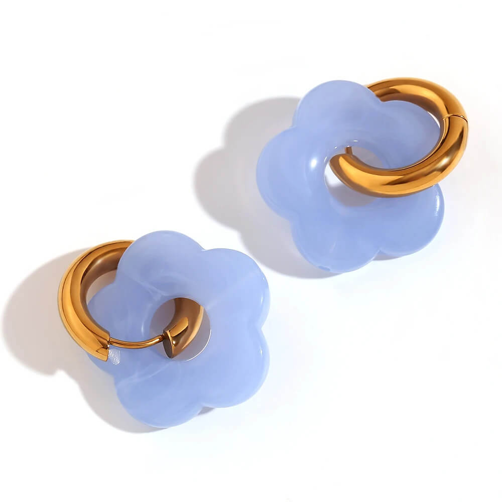 Acrylic Gold Flower Earrings