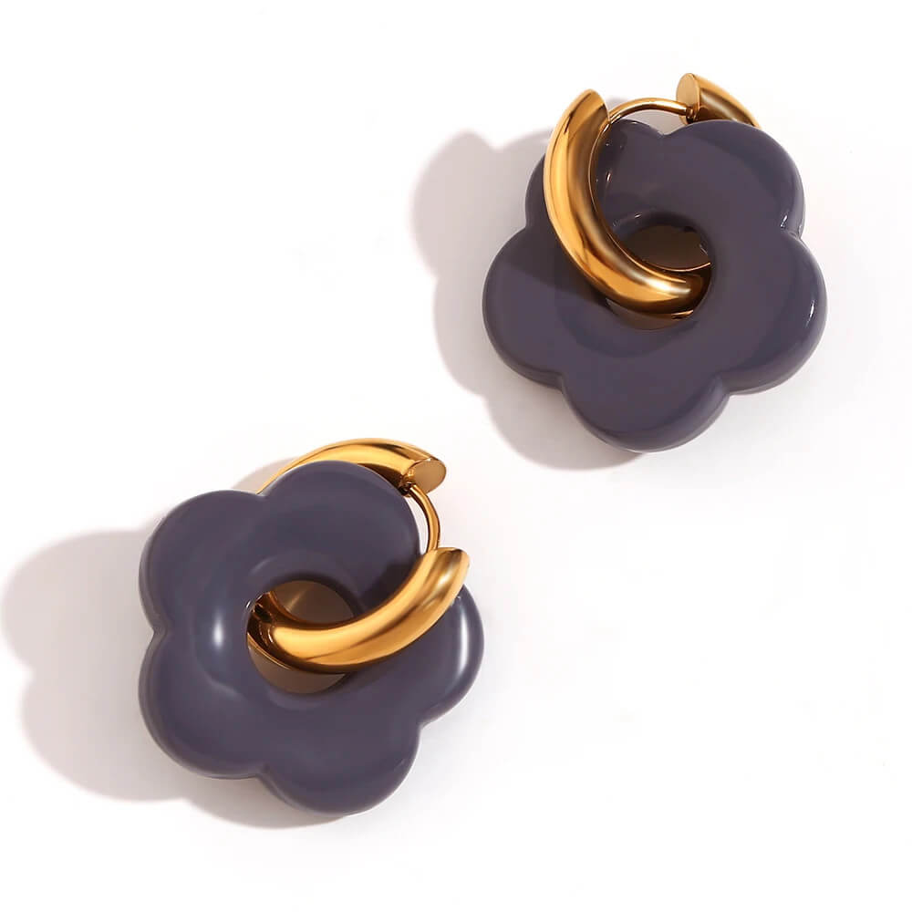 Acrylic Gold Flower Earrings