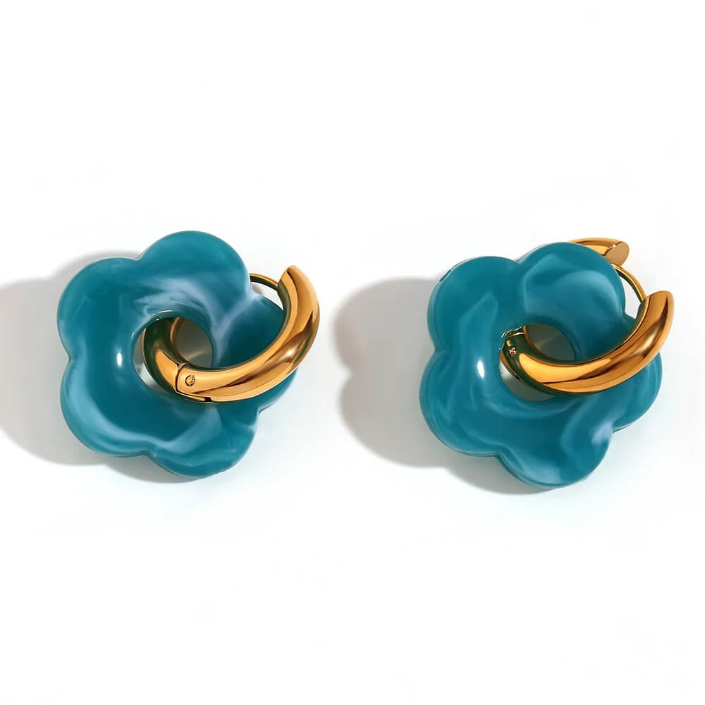 Acrylic Gold Flower Earrings
