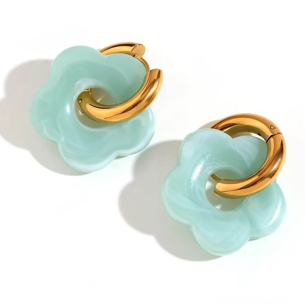 Acrylic Gold Flower Earrings