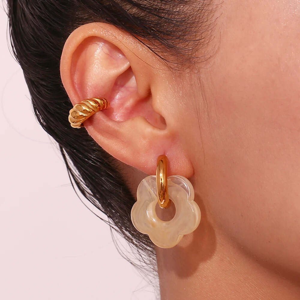 Acrylic Gold Flower Earrings