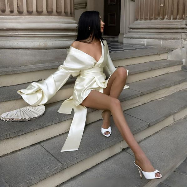 The Amara Draped Evening Mini Dress