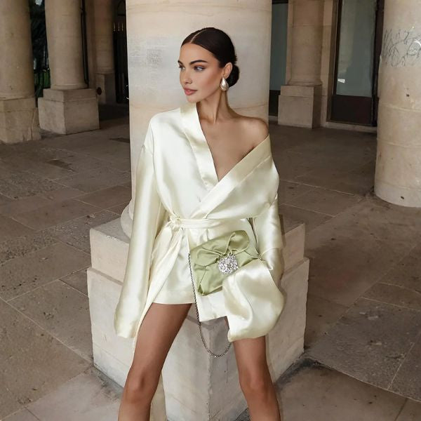 The Amara Draped Evening Mini Dress