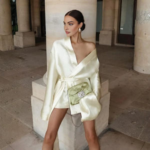 The Amara Draped Evening Mini Dress