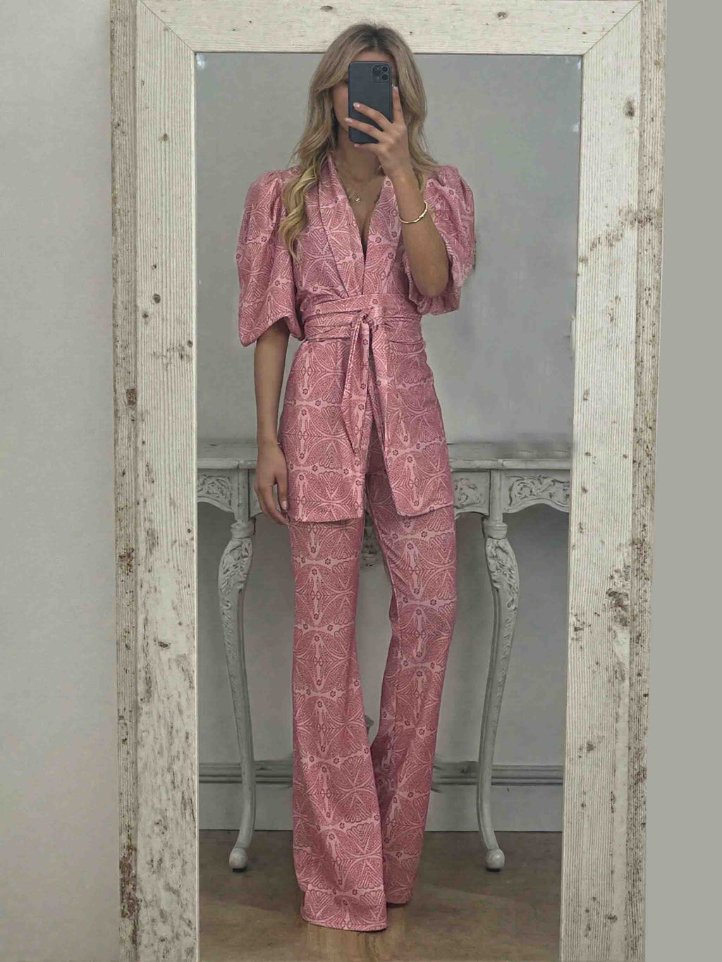 Chemise décontractée à manches bouffantes imprimée de style ethnique