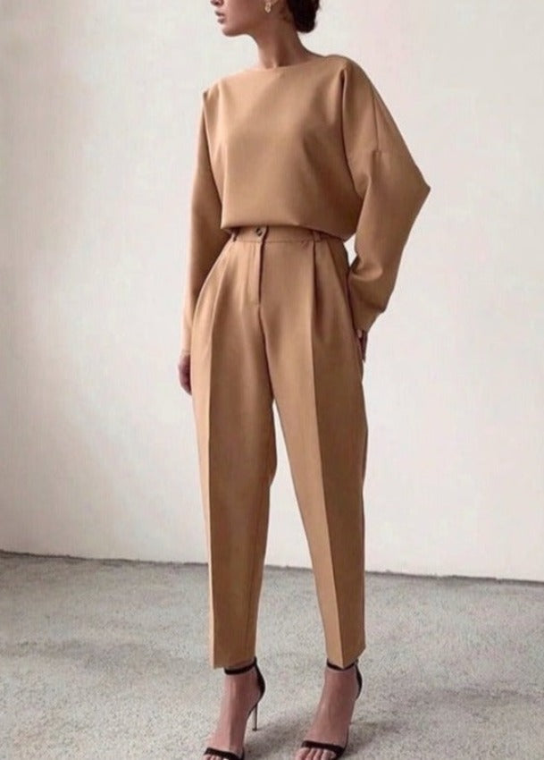 GINNA TOP & PANTS brown sets