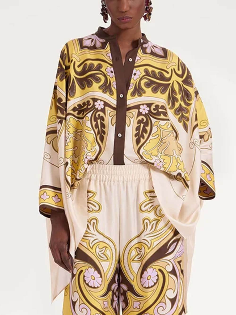 Chemise boutonnée surdimensionnée à imprimé irrégulier unique