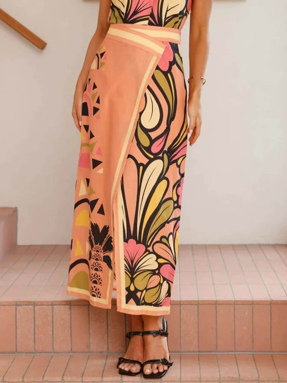 Jupe cardigan moulante à imprimé floral unique